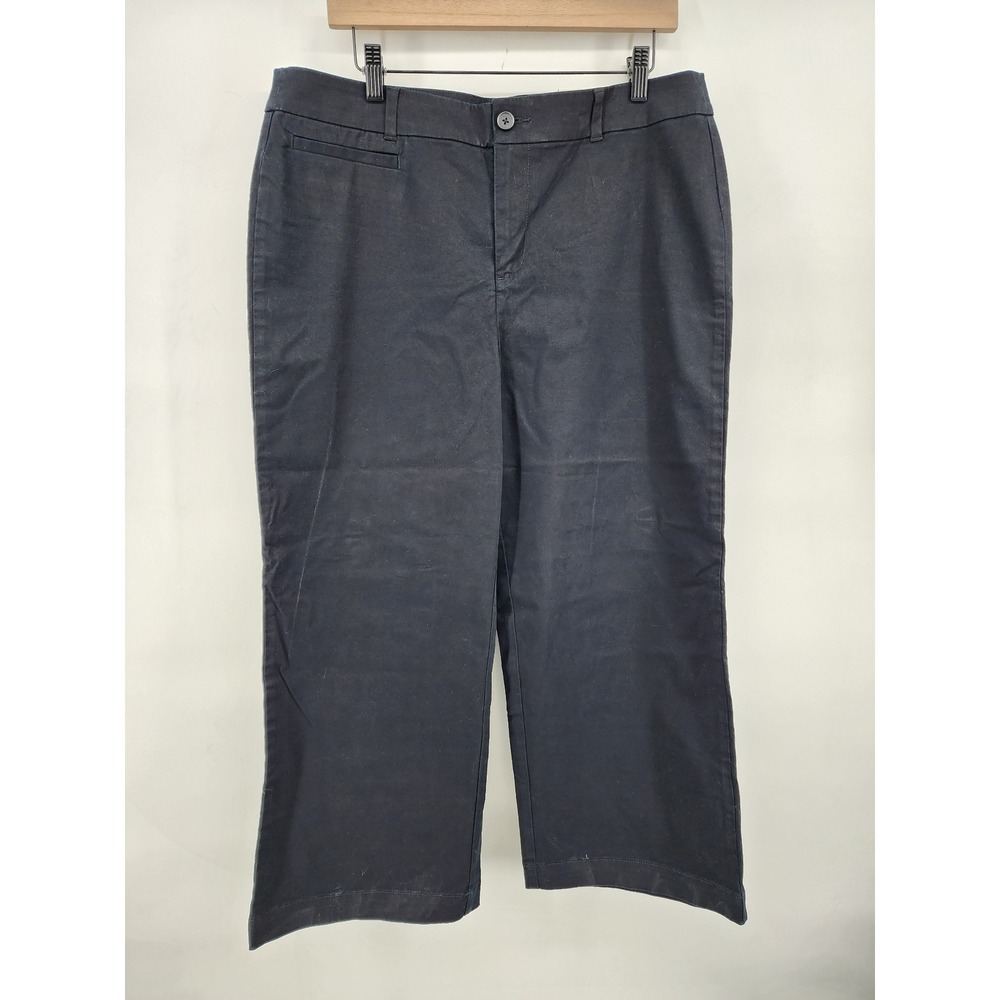 LOFT Outlet High Rise Slim Wide Leg Crop Pants Black Size 14 Petite